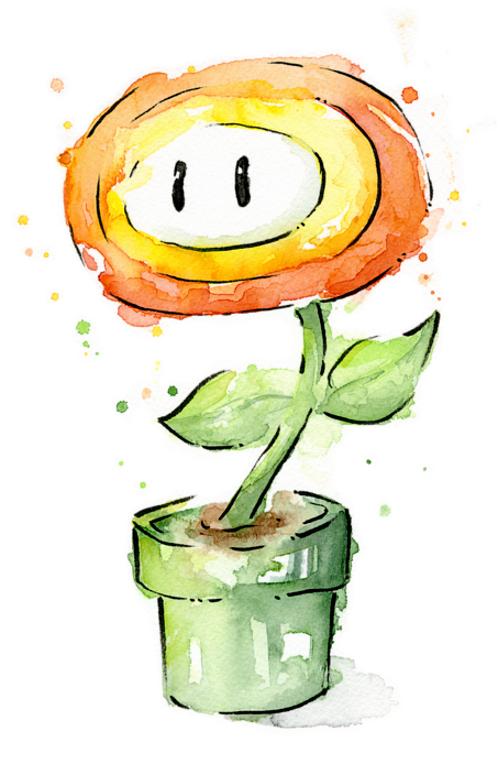 Fireflower Watercolor Painting By Clipart (452x700), Png Download