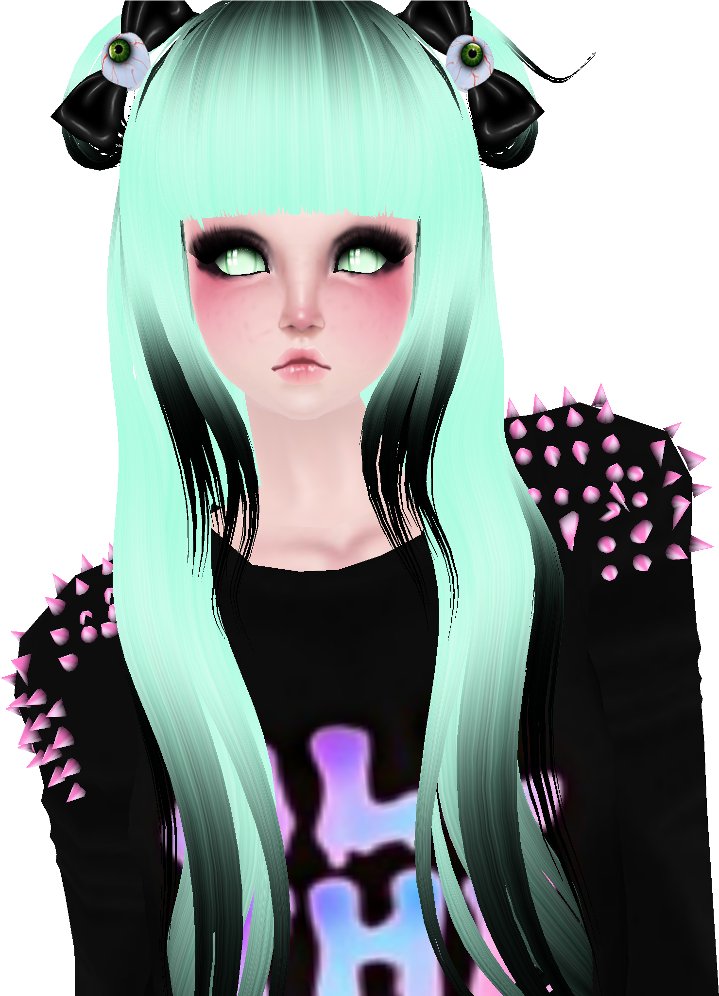 This Is A Female Imvu Pastel Goth Hair Style Mint And Clipart (2048x2048), Png Download