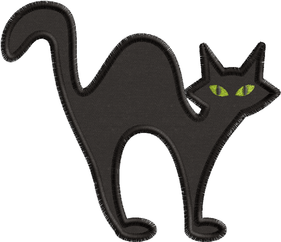 Halloween Black Cat Applique Clipart (564x564), Png Download