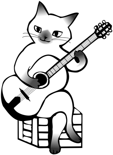 Guitar, Musical Instruments, Music, Jazz, Cat Clipart (520x640), Png Download