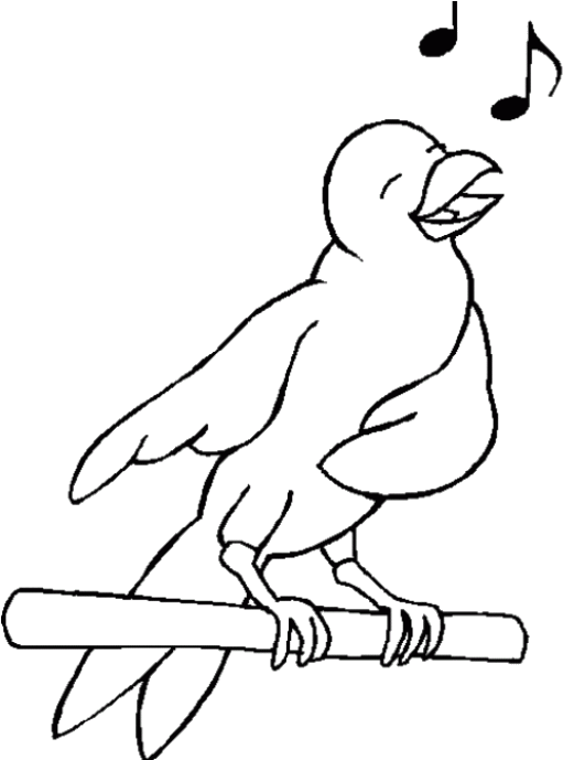 Sing Cheerfully Birds Coloring Pages Clipart (520x688), Png Download