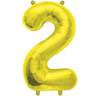 Number Balloon 2 Gold 14" Clipart (1000x666), Png Download
