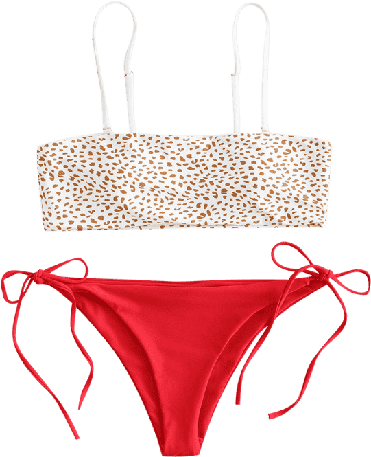 Conjunto De Bikini Bandeau Con Lazo Lateral Clipart (558x744), Png Download