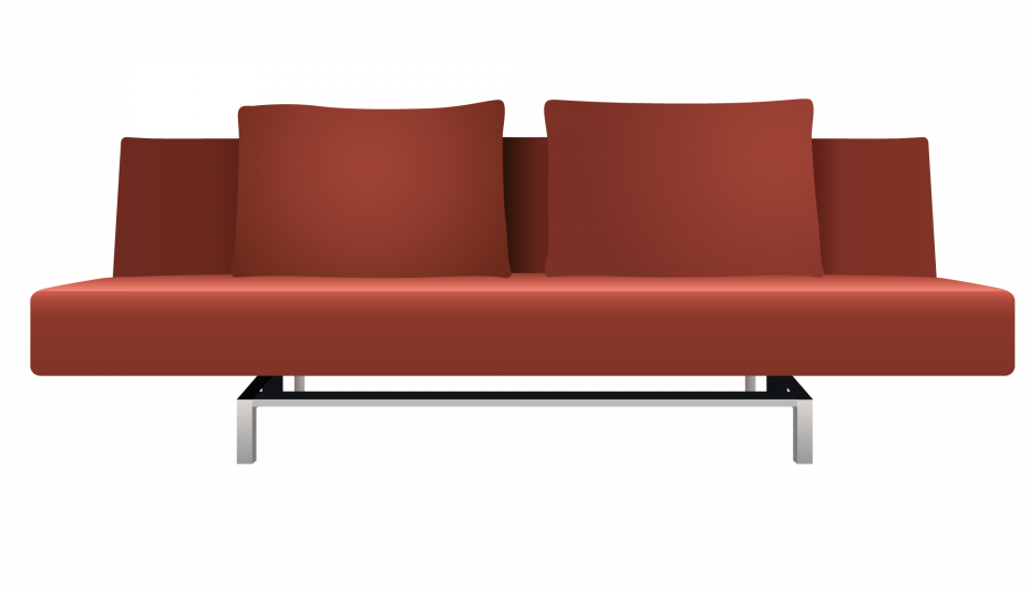 Futon Couch Red White Brown Leather Sleeper Fantastic Clipart (930x535), Png Download