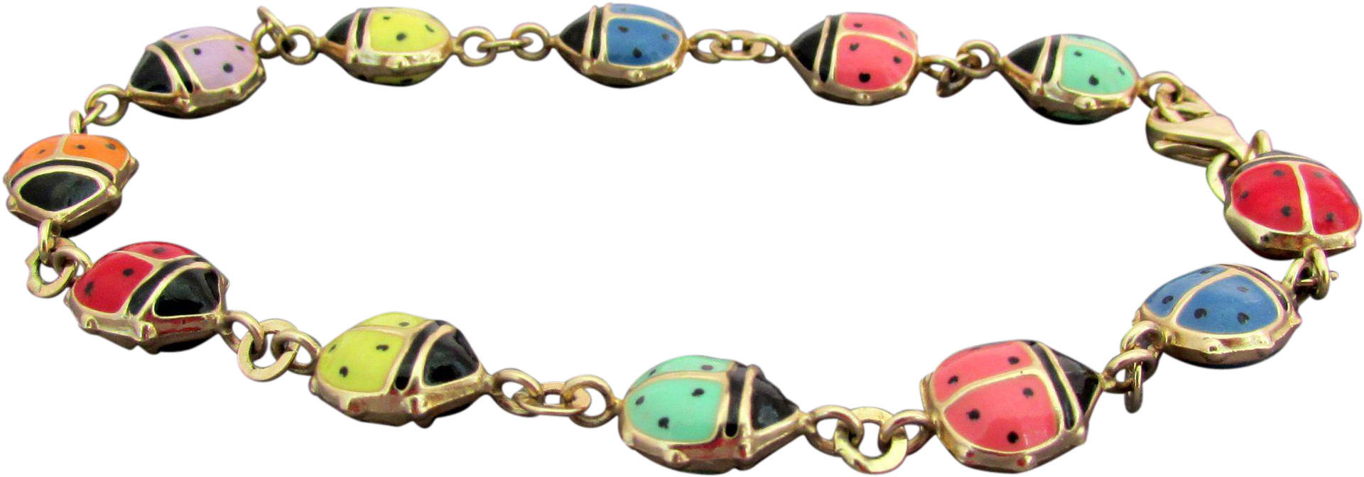 14k Reversible Multi-color Ladybug Bracelet, 7 1/2 Clipart (1919x1919), Png Download