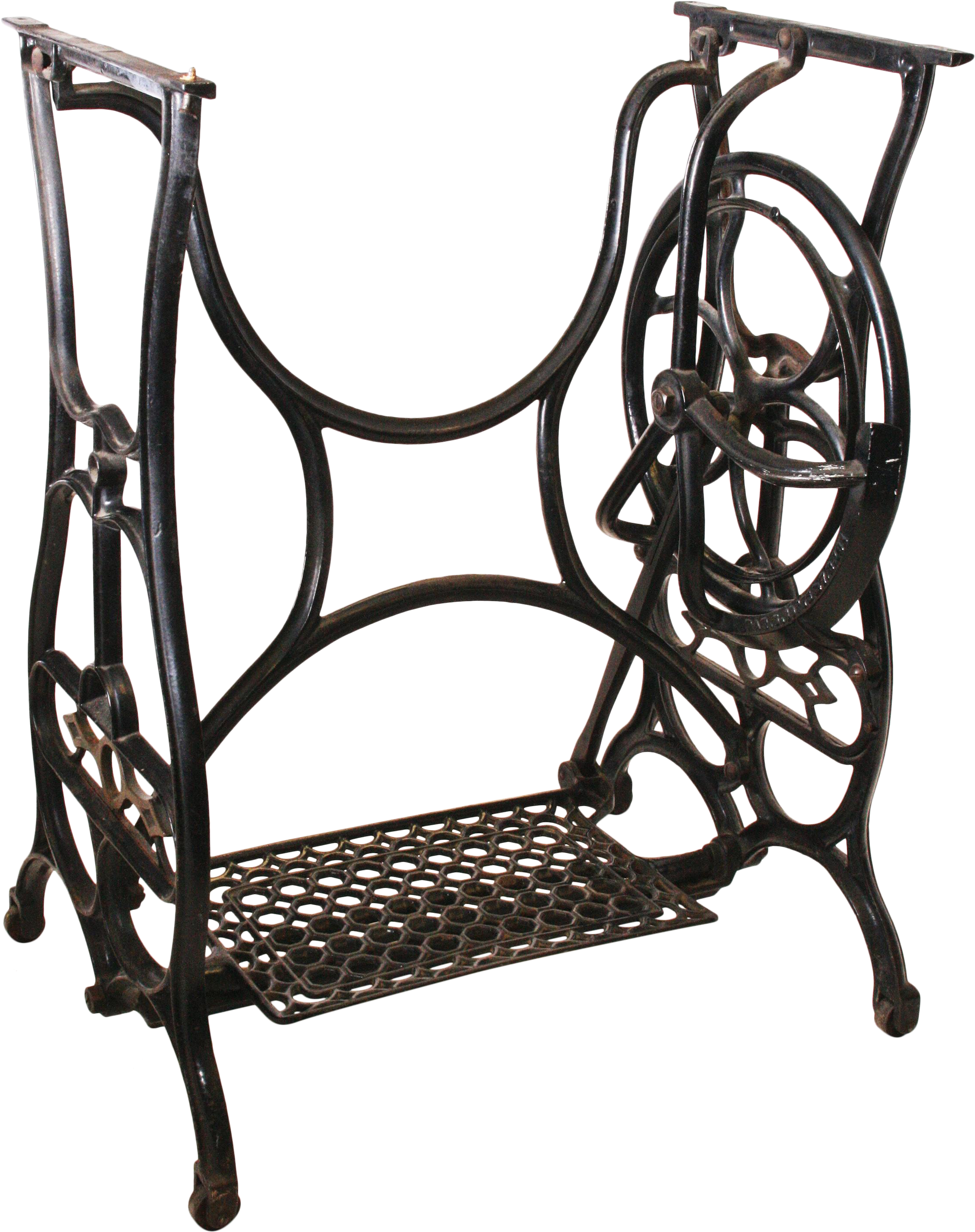 Vintage Industrial Cast Iron Treadle Sewing Machine Clipart (2508x3167), Png Download