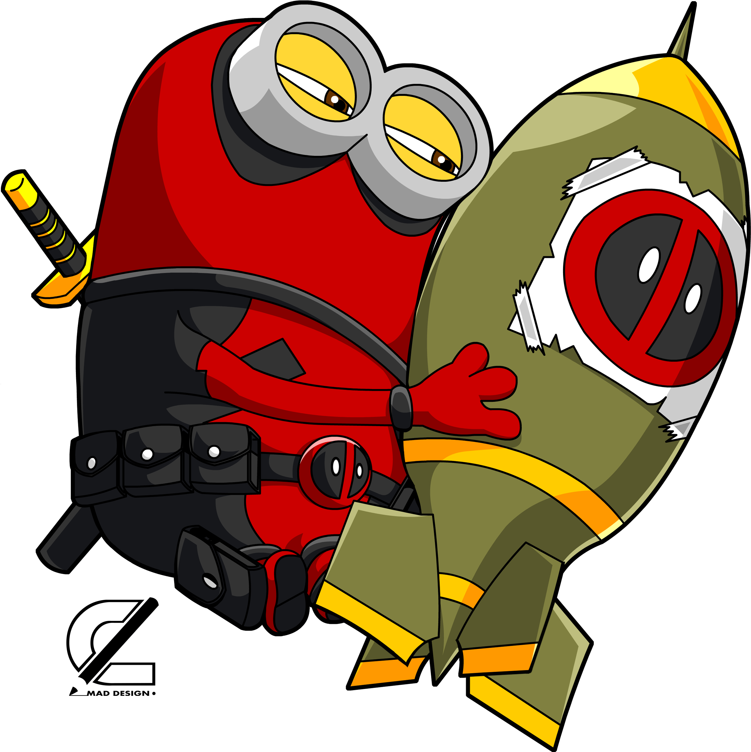 The Avengers Q Version Minion Deadpool Action Figures Clipart (2679x2687), Png Download