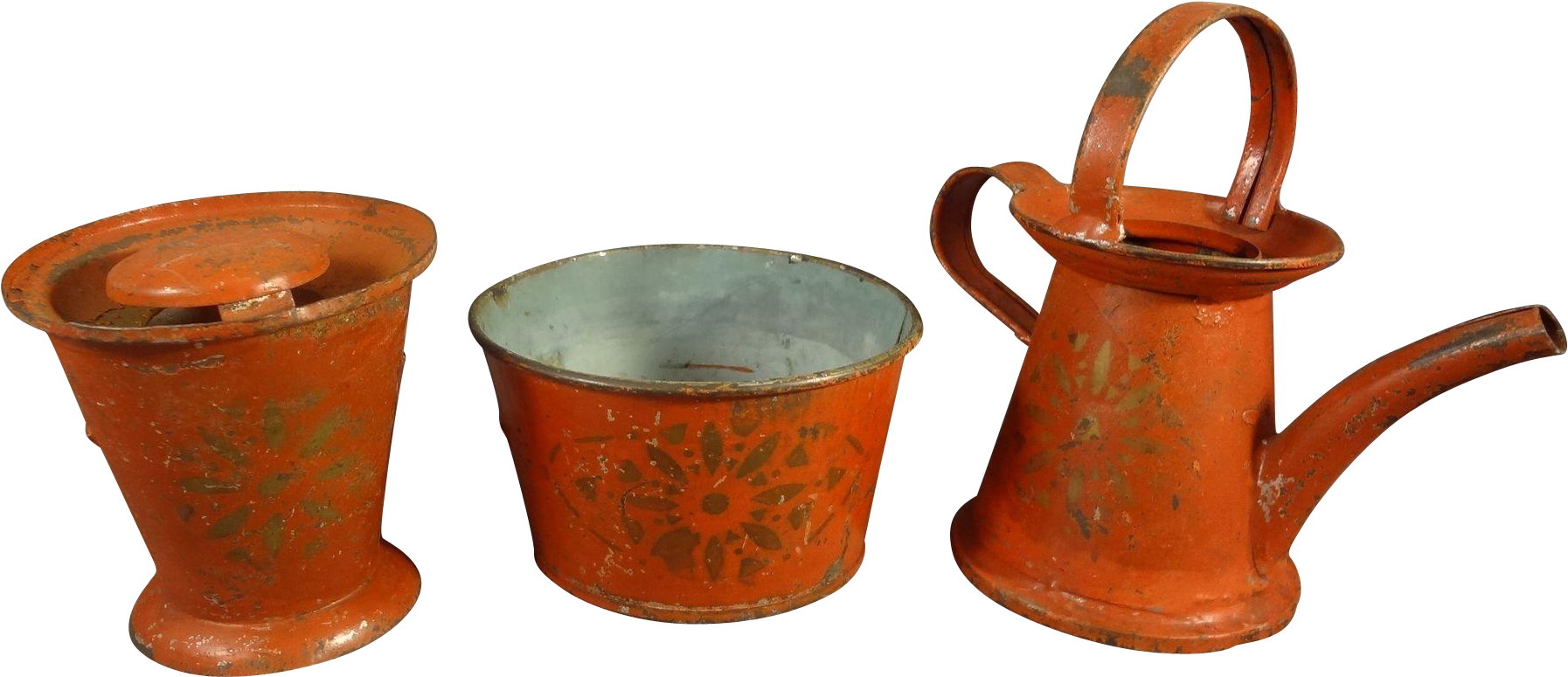 Tin Painted Bucket, Watering Can, And Cuspidor Clipart (1793x1793), Png Download