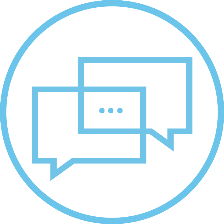 Two Speech Bubbles Overlapping Inside A Circle Clipart (733x733), Png Download