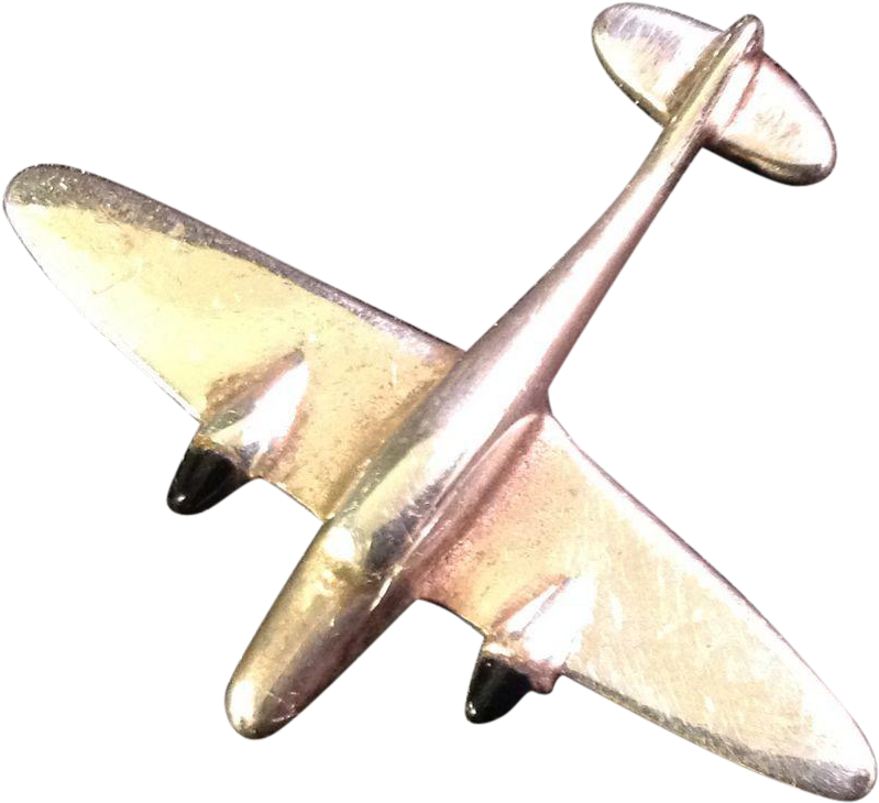 Vintage Sterling Silver And Onyx Airplane Pin Clipart (798x798), Png Download