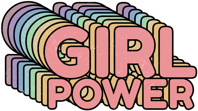 Girl Power Grl Pwr Retro Wall Clock By Greennatural Clipart (700x840), Png Download