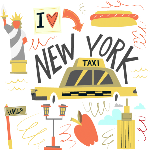 America New York Taxi Wall Sticker Window Sticker Nursery Clipart (600x600), Png Download