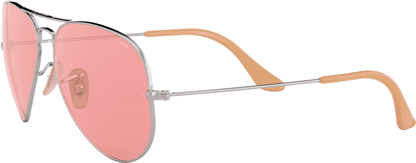 Classic Aviator Sunglasses In Silver Pink Photochromic Clipart (1920x2000), Png Download