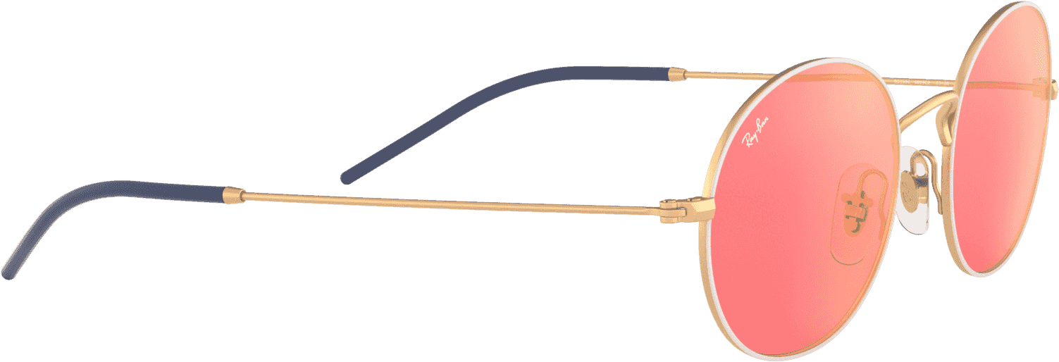 Metal Oval Sunglasses In White On Gold Clipart (1920x2000), Png Download