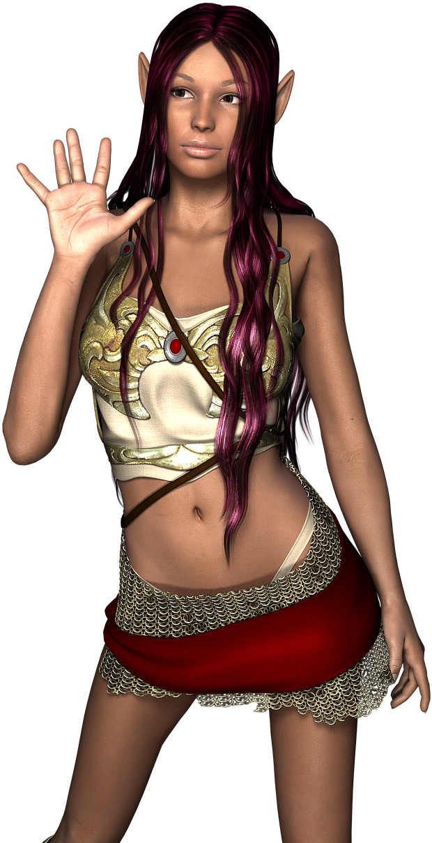 Girl Woman Warrior Elven 3d Png Image Clipart (989x1280), Png Download