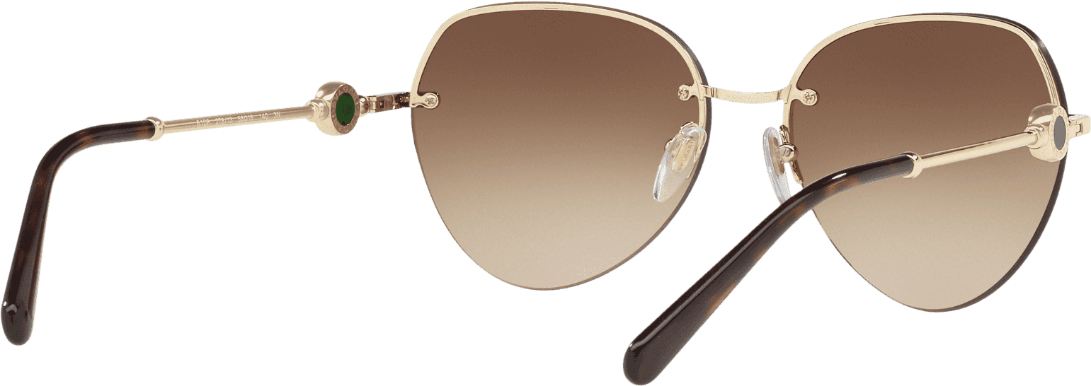 Rimless Pilot Sunglasses In Pale Gold Brown Gradient Clipart (1920x2000), Png Download