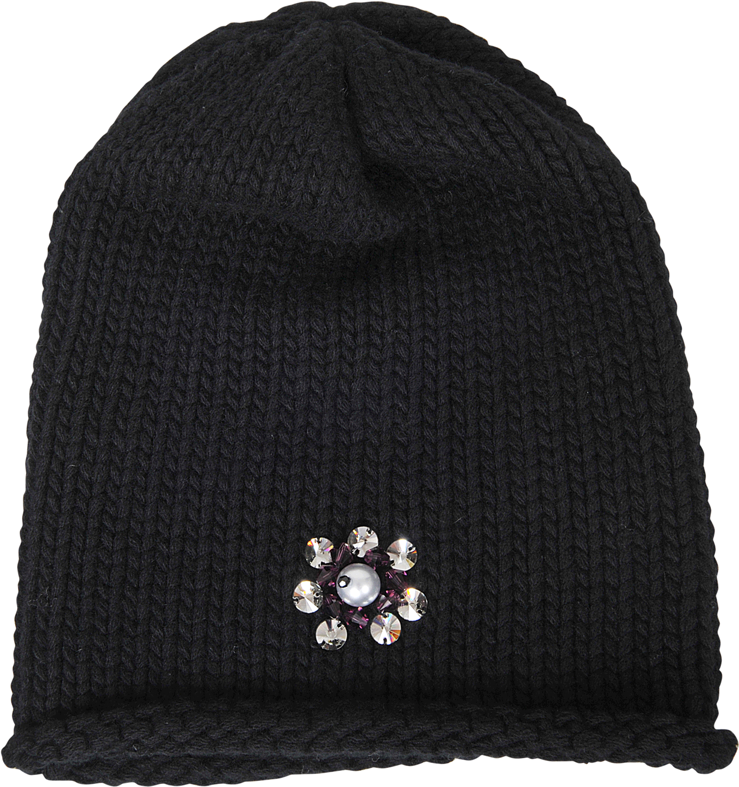 Inverni Cashmere Beanie With Pearl Black Woman Innovative Clipart (2000x2000), Png Download