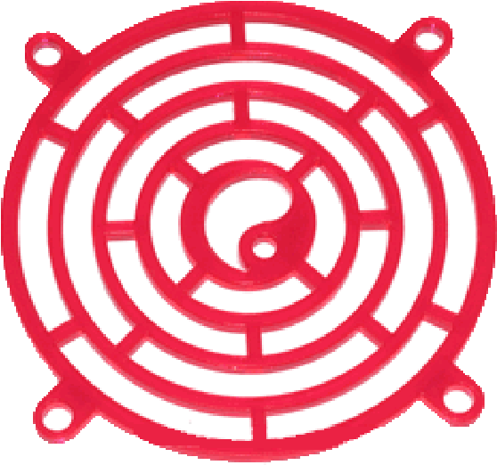 Acrylic Yin Yang Laser Cut 80mm Case Fan Grill Red Clipart (600x600), Png Download