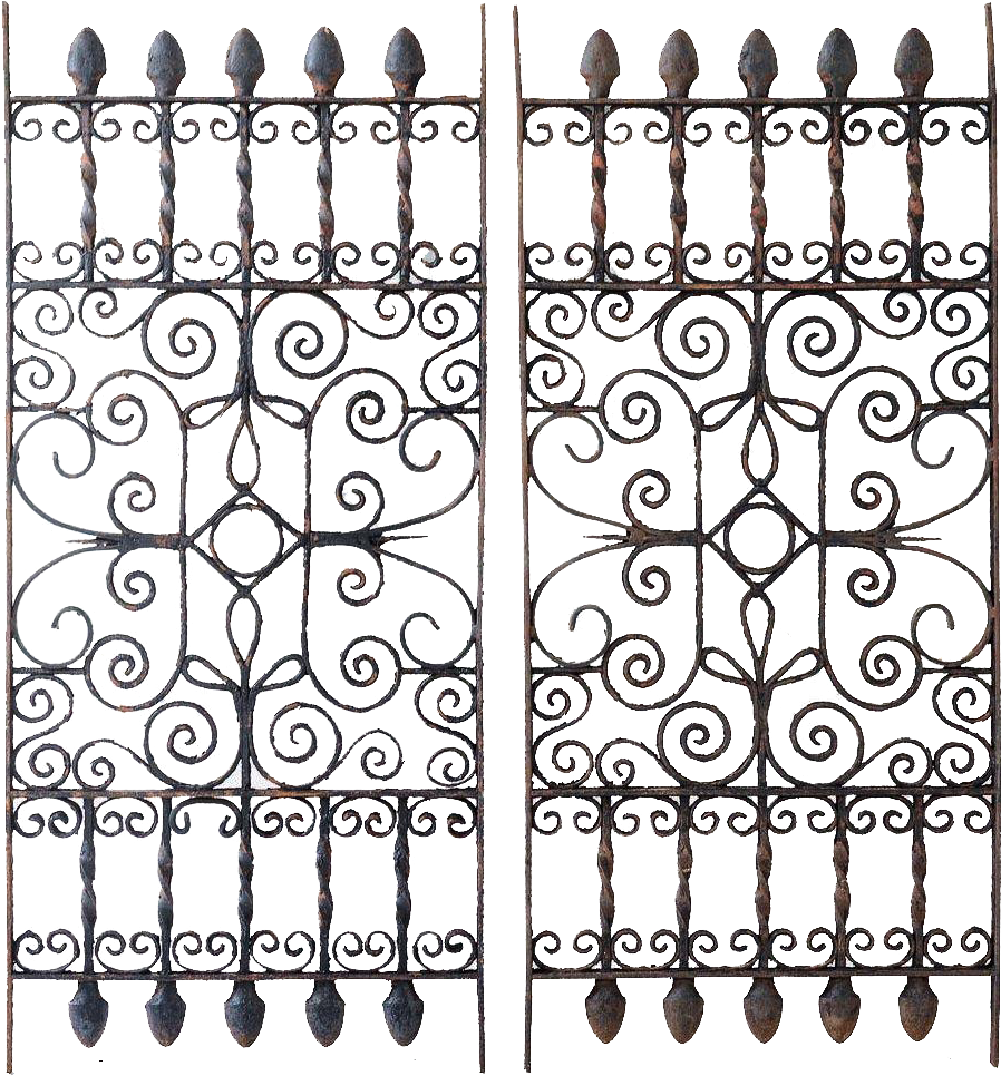 Architectural Salvage Wrought Iron Panels Pair C Clipart (965x965), Png Download