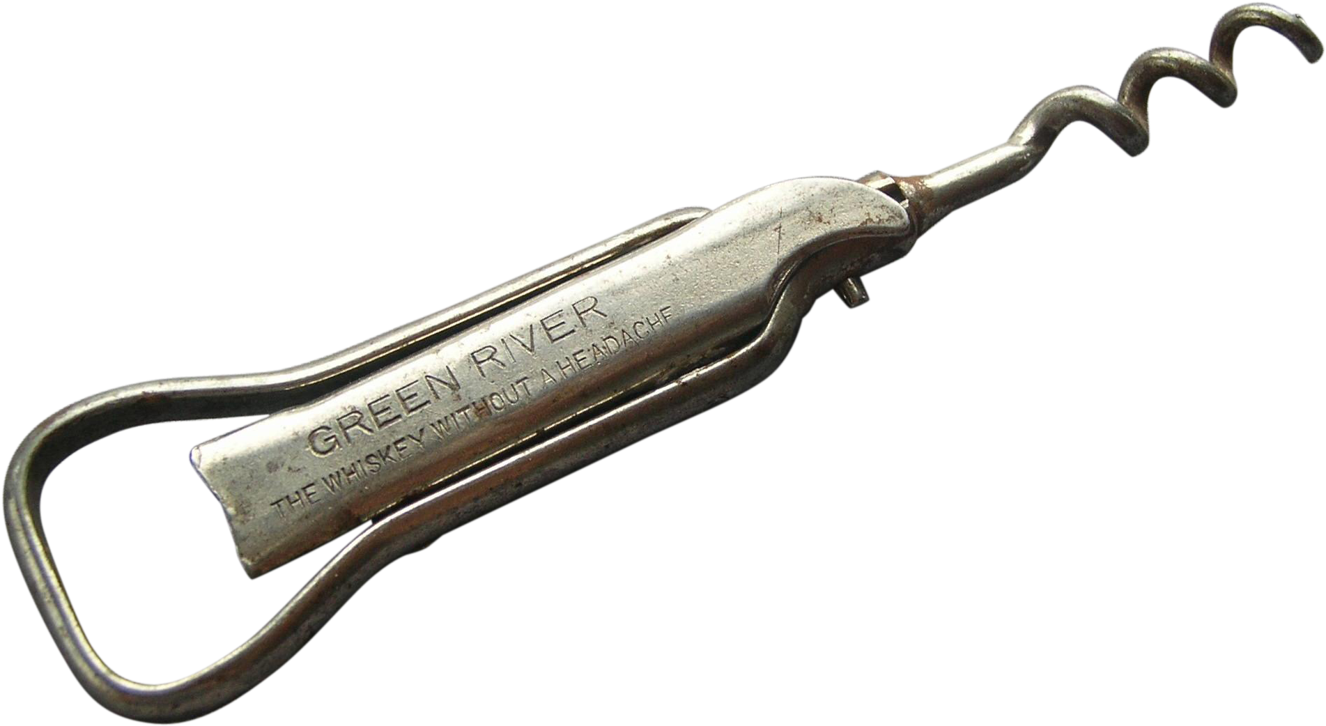 Vintage Green River Whiskey Advertising Corkscrew Bottle Clipart (1902x1902), Png Download