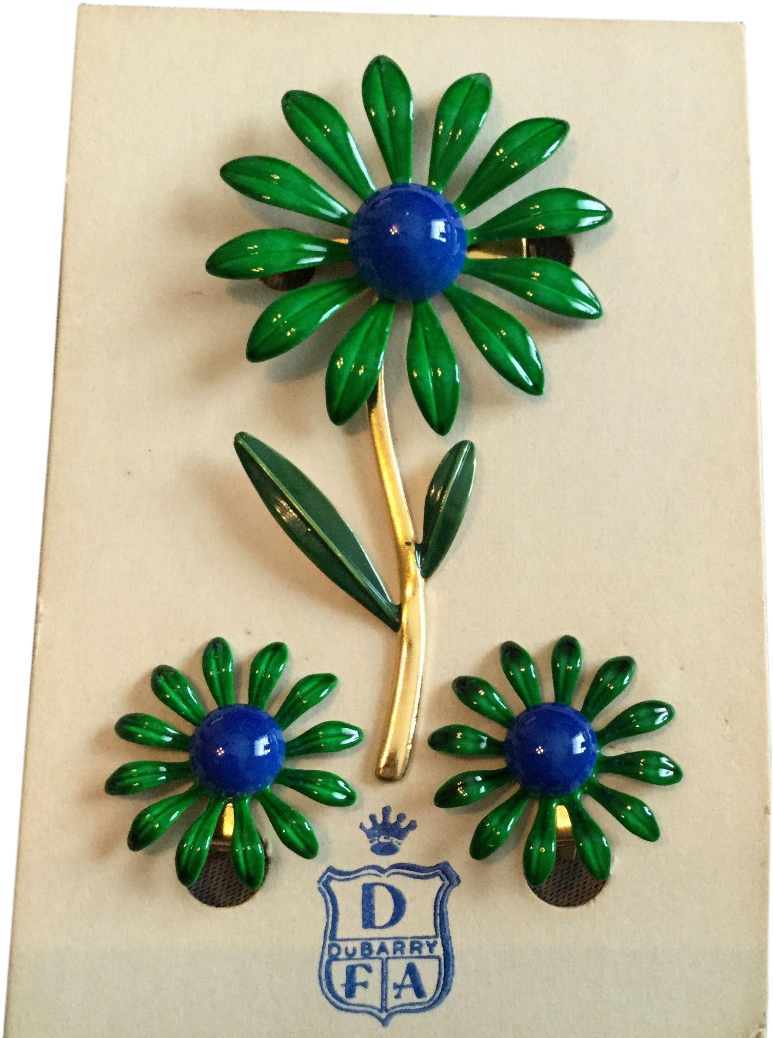 Vintage Dubarry Green And Blue Enamel Daisy Pin And Clipart (2023x2023), Png Download