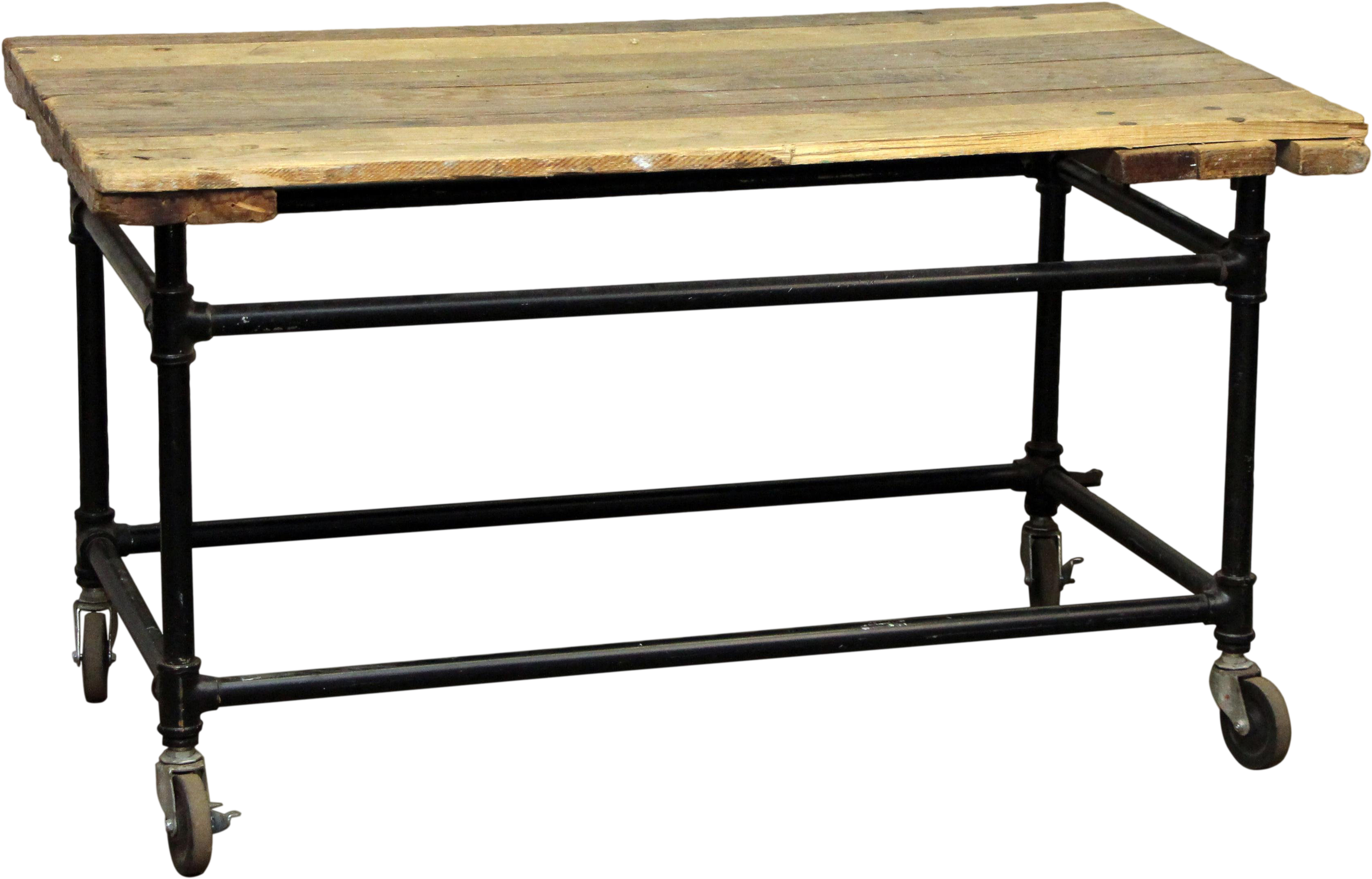 Rustic Work Table Wheels Chairish Trestle Folding Puzzle Clipart (3569x2392), Png Download