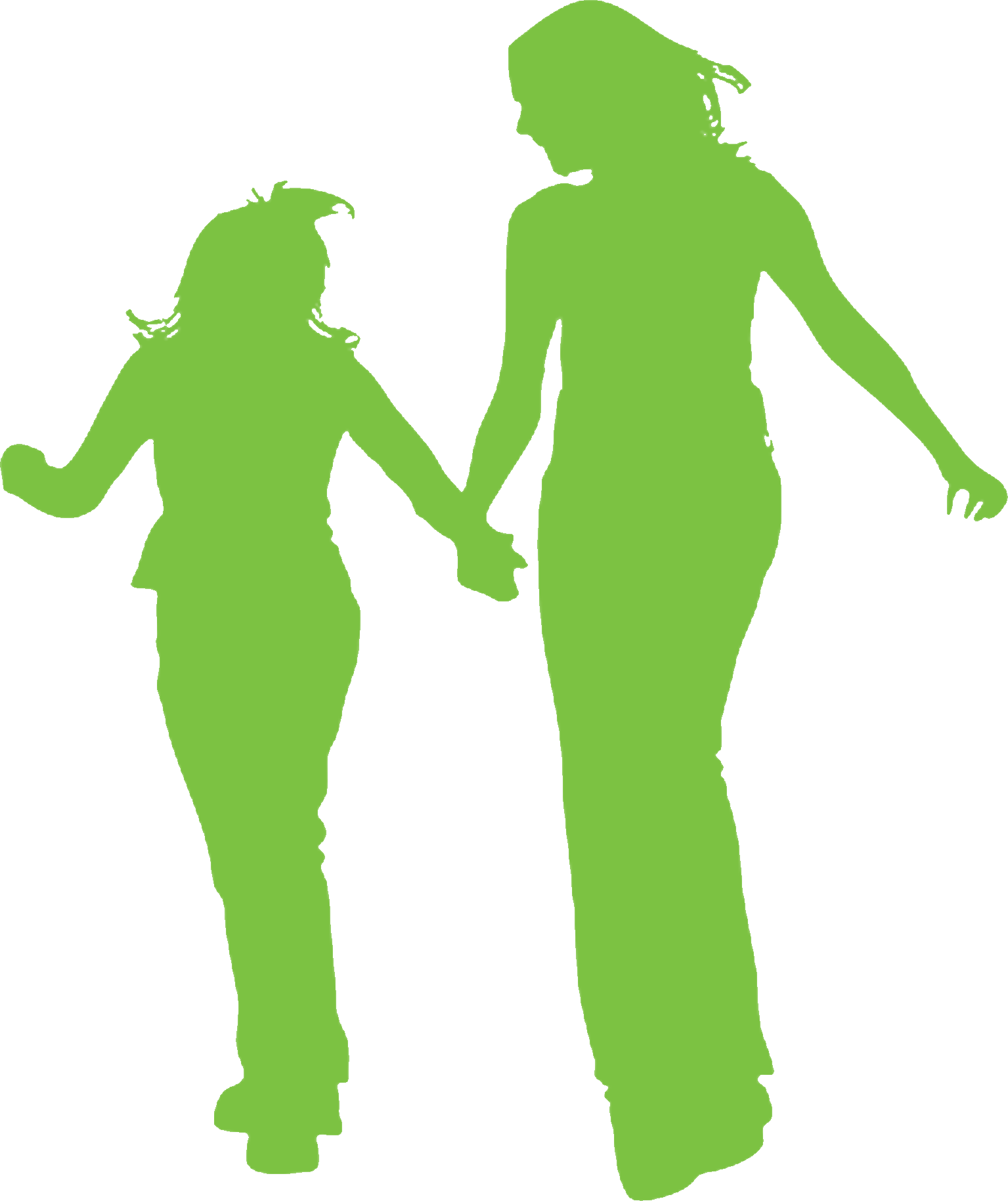 Silhouette Of Mother And Daughter Walking And Talking Clipart (1535x1829), Png Download