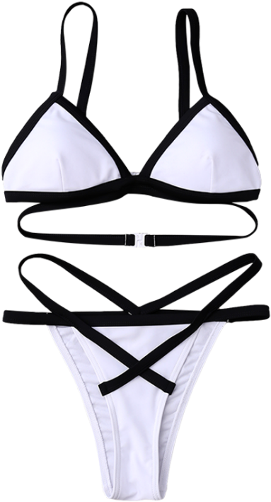 Conjunto Bikini Bicolor Bandage Thong Clipart (558x744), Png Download