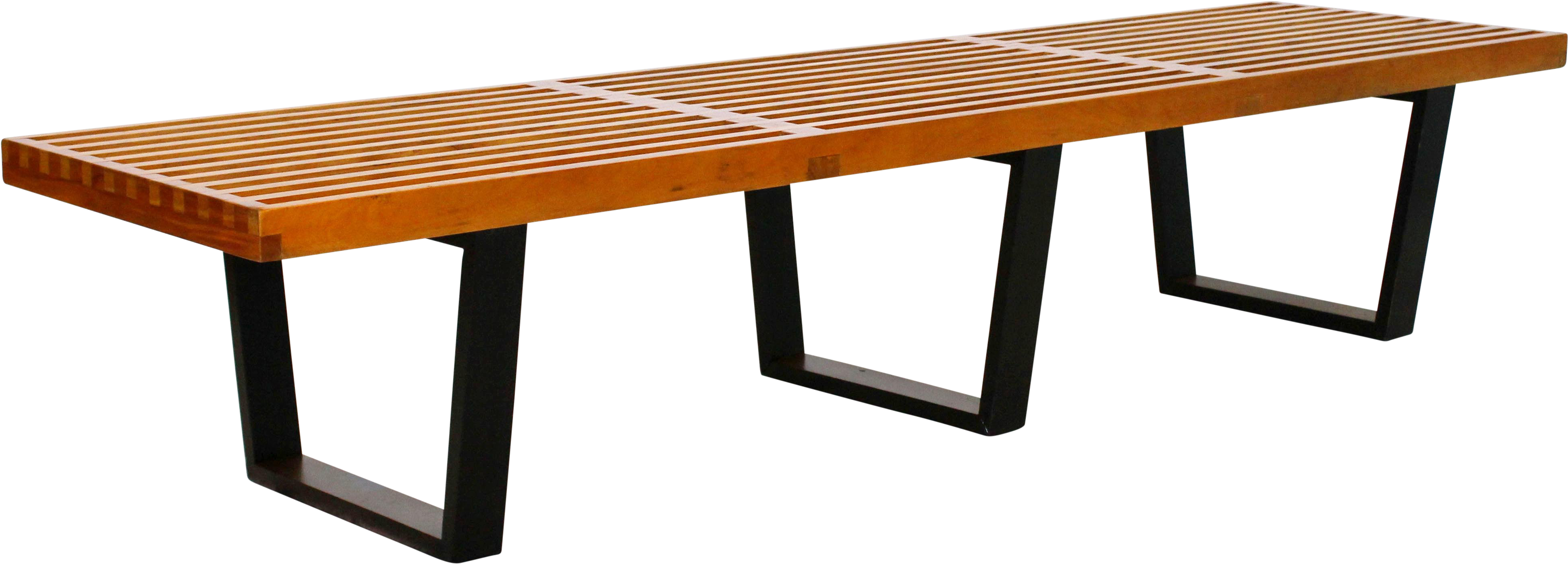 Mid Century Modern Vintage Large Slat Bench George Clipart (4323x1556), Png Download
