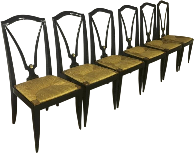 World-class Maison Jansen Refined Set Of 6 Black Dinning Clipart (876x690), Png Download