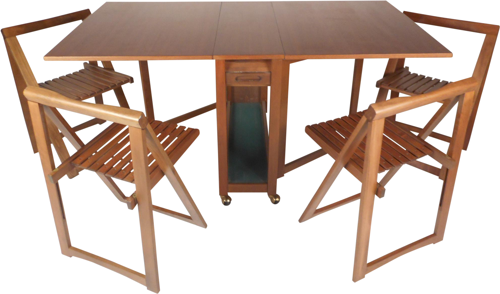 Drop Leaf Dining Table Set Wall Mounted Midcentury Clipart (2213x1299), Png Download