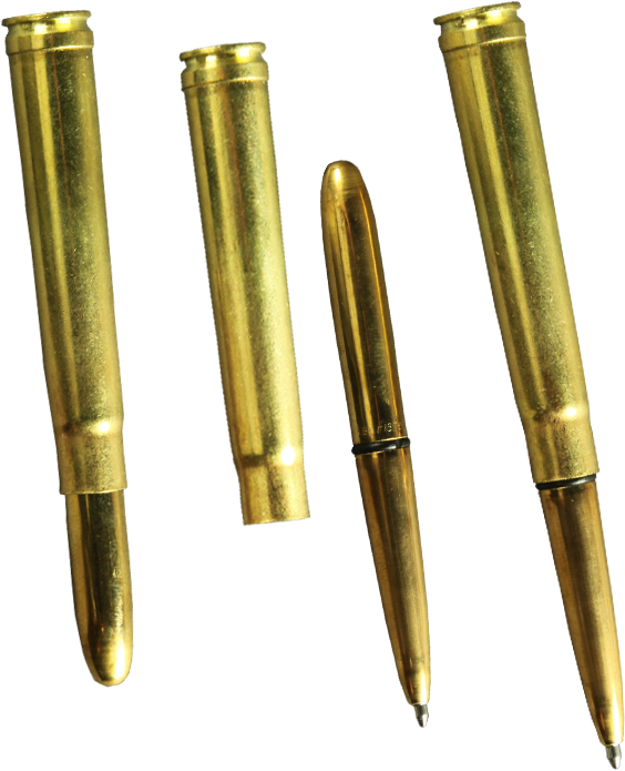 375 Mag Brass Bullet Pen Black Ink Clipart (700x700), Png Download