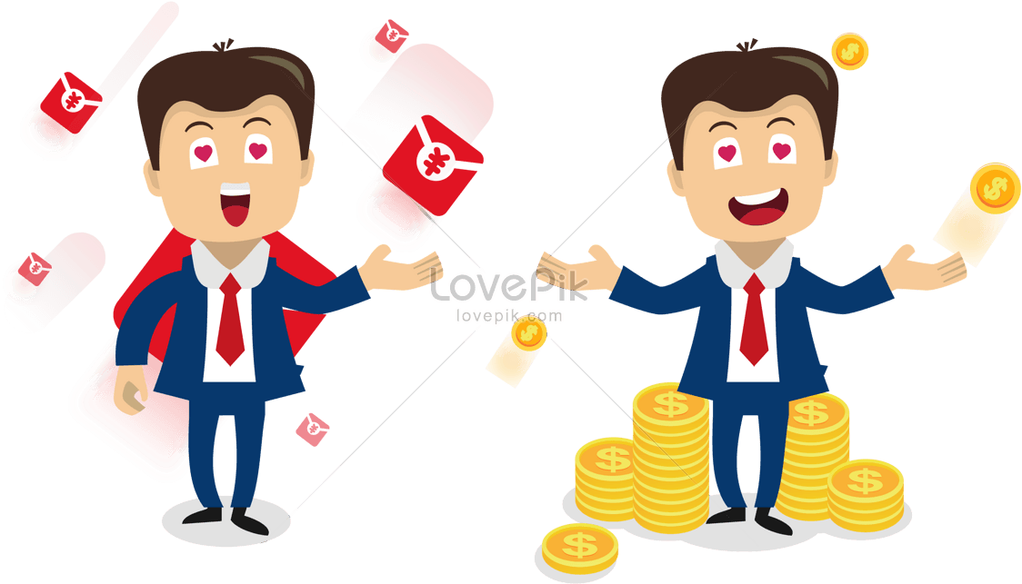 Business People Rob Red Packets For Money Clipart (1200x829), Png Download