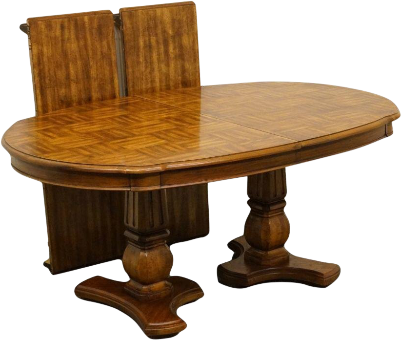 French Country Fruitwood Double Pedestal Parquet Top Clipart (1202x798), Png Download