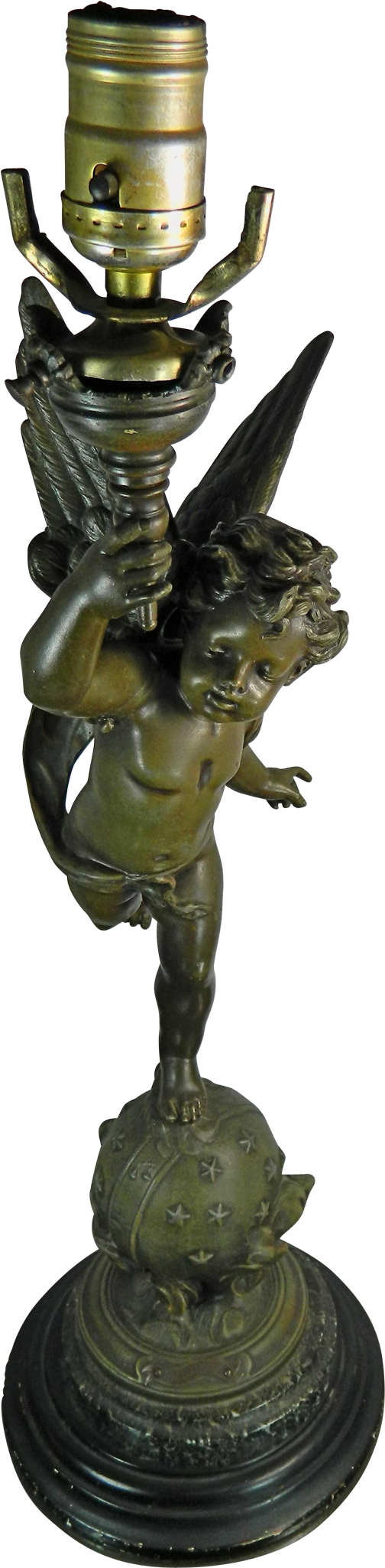 Antique Bronze & Spelter Statue Of A Cherub By Emil Clipart (2048x2048), Png Download