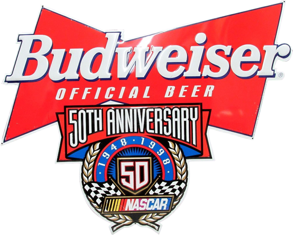 Nascar 50th Anniversary Budweiser Beer Tin Advertising Clipart (1002x1002), Png Download