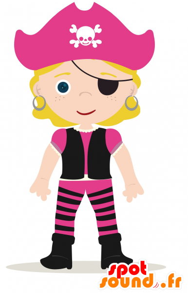 Girl Mascot Blonde Pirate Outfit Clipart (600x600), Png Download