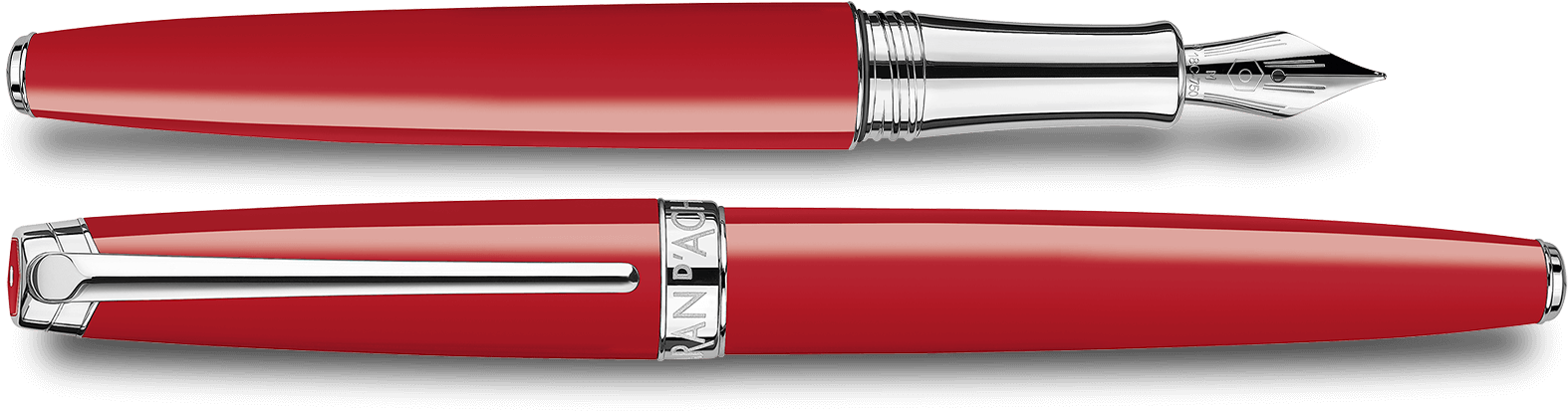 Fountain Pen Léman Scarlet Red Silver Plated Rhodium Clipart (1600x1000), Png Download