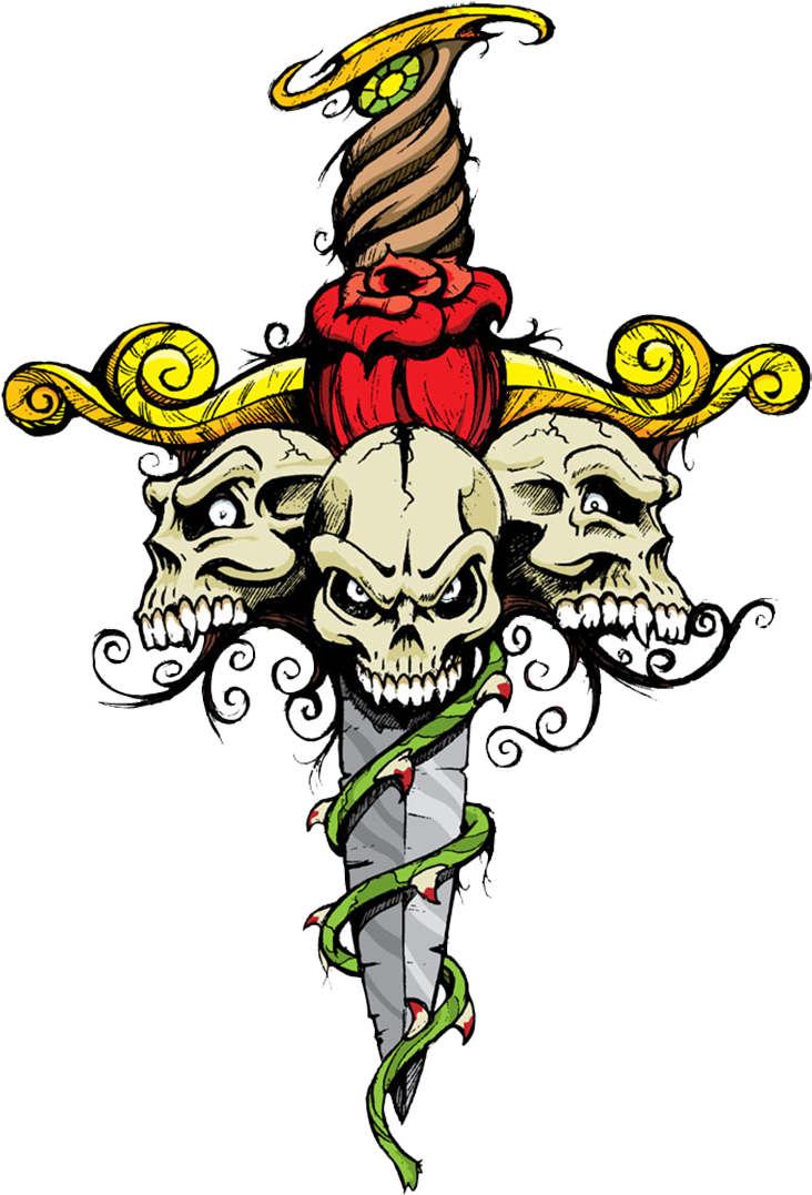 T-shirt And Illustration Skull Sword Free Transparent Clipart (1067x1076), Png Download