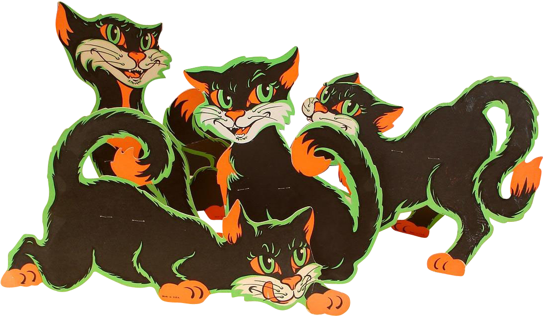 Large Halloween Die Cut Cat Stand Ups Clipart (1087x1087), Png Download