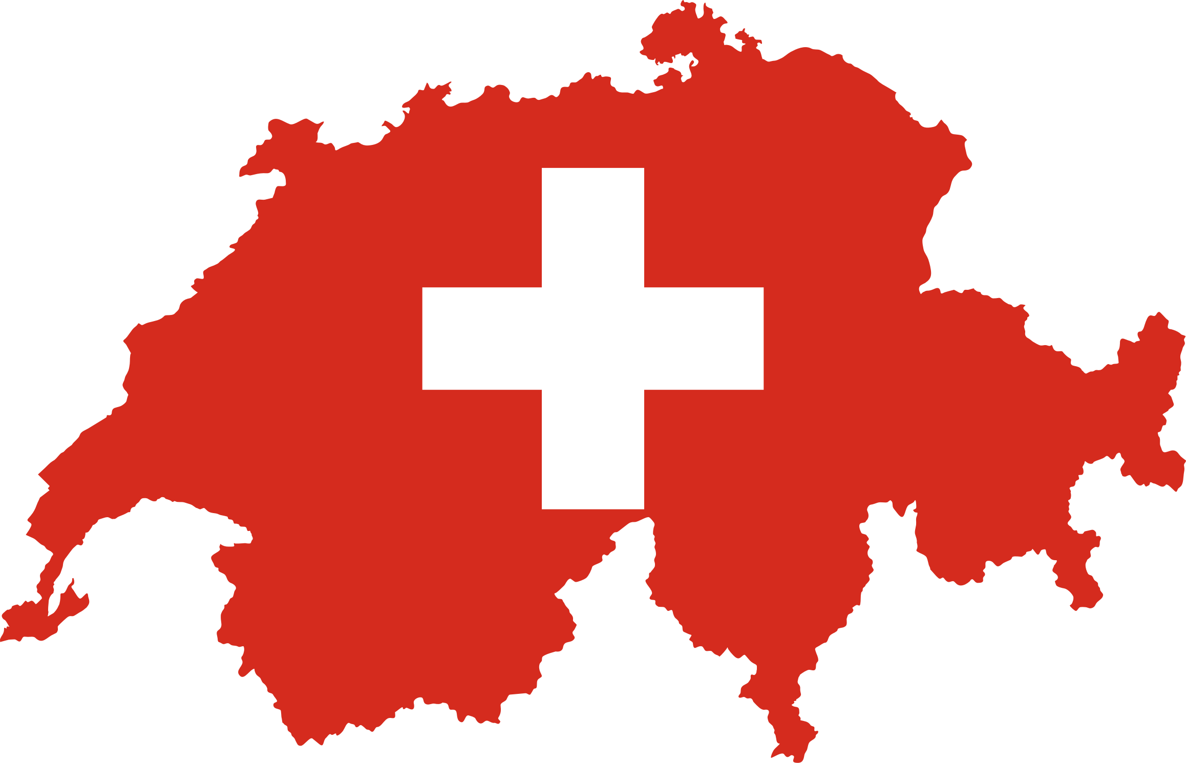 Switzerland Map Flag - Switzerland Flag Map Png Clipart (1000x643), Png Download