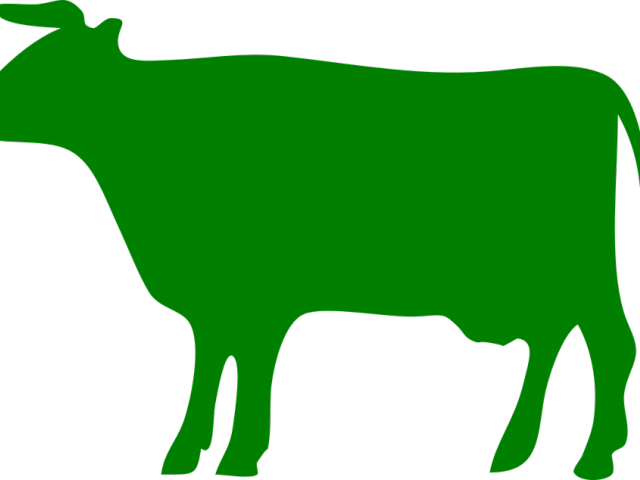 Food Clipart Cow - Green Cow Silhouette - Png Download (640x480), Png Download