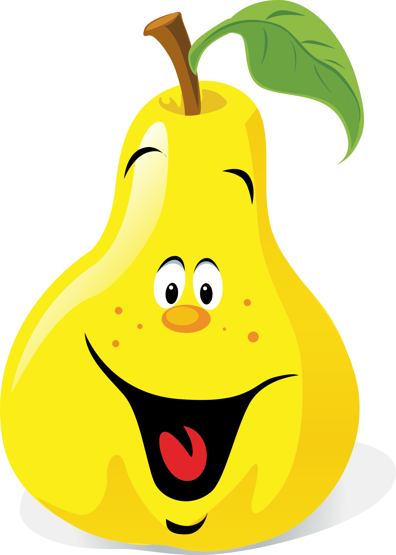 Asian Pear Cartoon Chinese White Pear Food Fruit - Fruit With Faces Clip Art - Png Download (536x750), Png Download