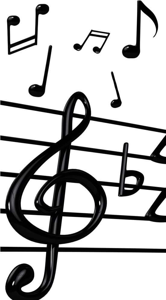 Free 3d Music Notes Musical Elements Png Renders Download Clipart (550x1000), Png Download