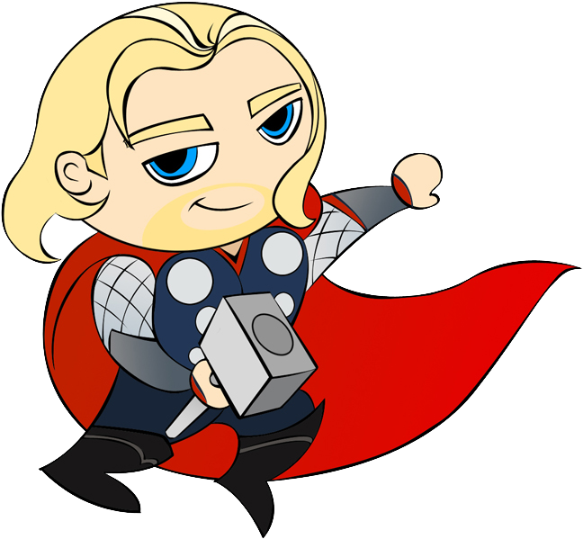Cartoon Pencil And In Color - Thor Cartoon Clipart (800x681), Png Download