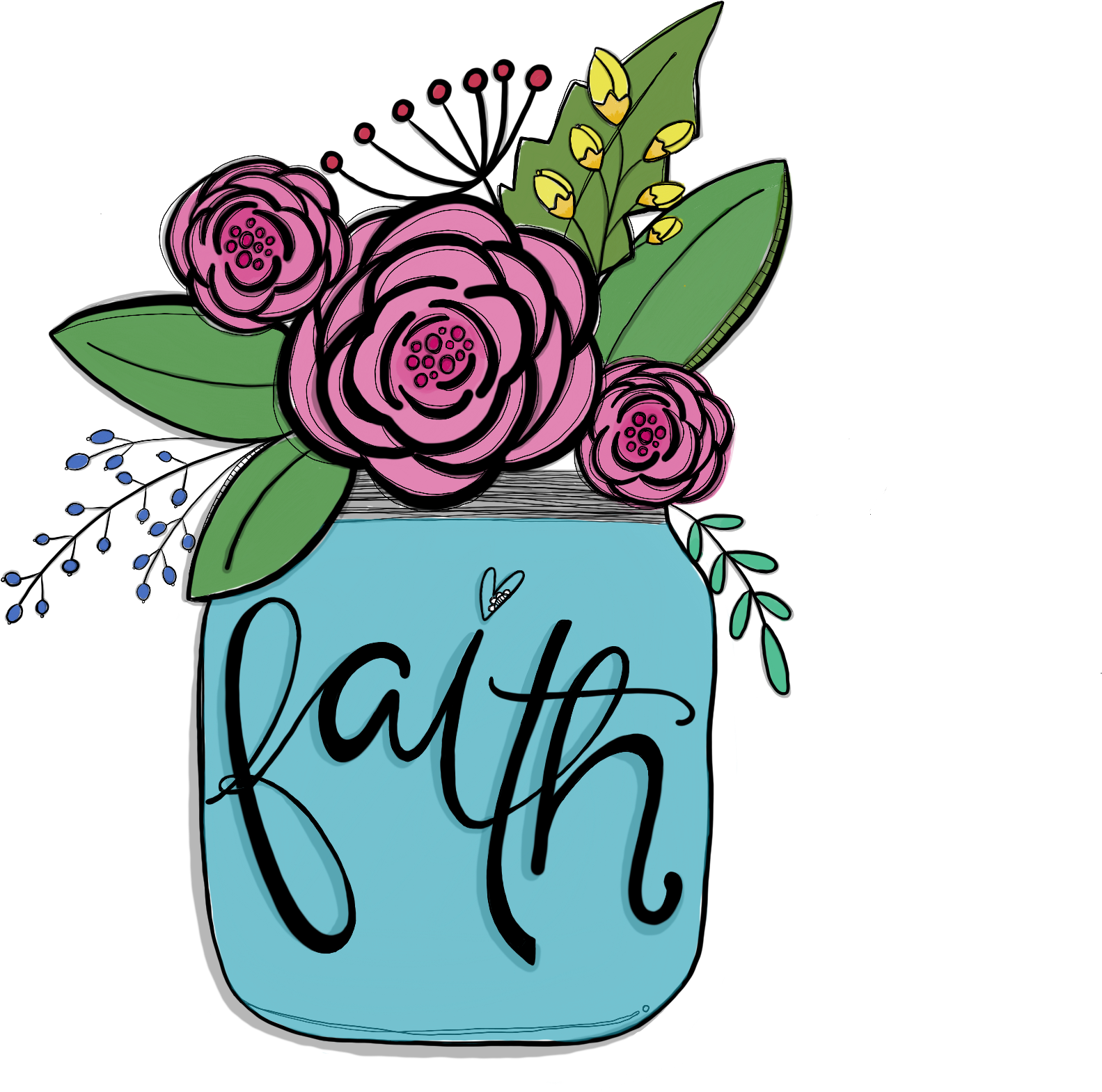 Flower Jar Color - Transparent Flower Doodle Png Clipart (2048x2048), Png Download