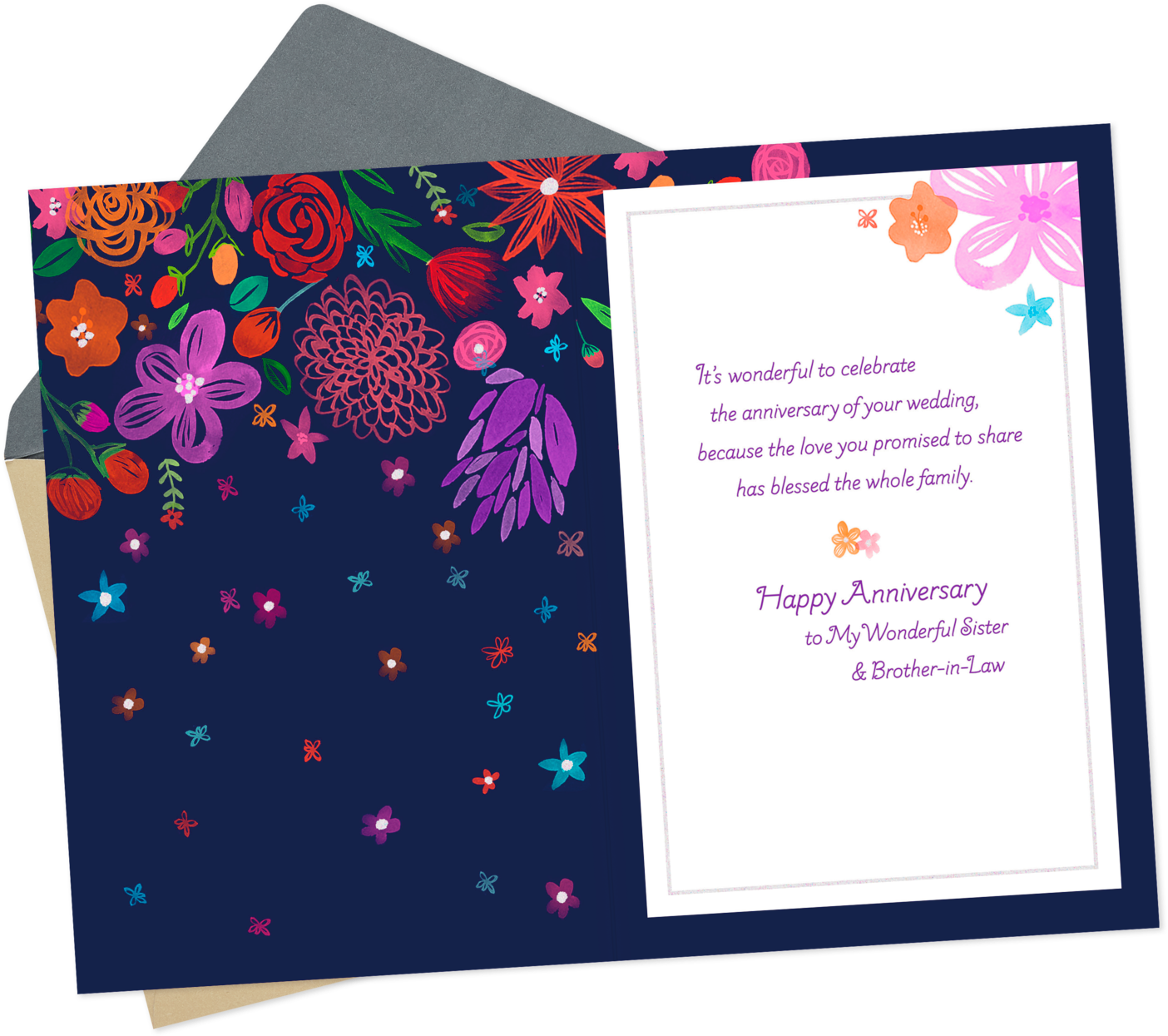 Majestic Blooms Anniversary Card For Sister And Brother Clipart (1470x1470), Png Download