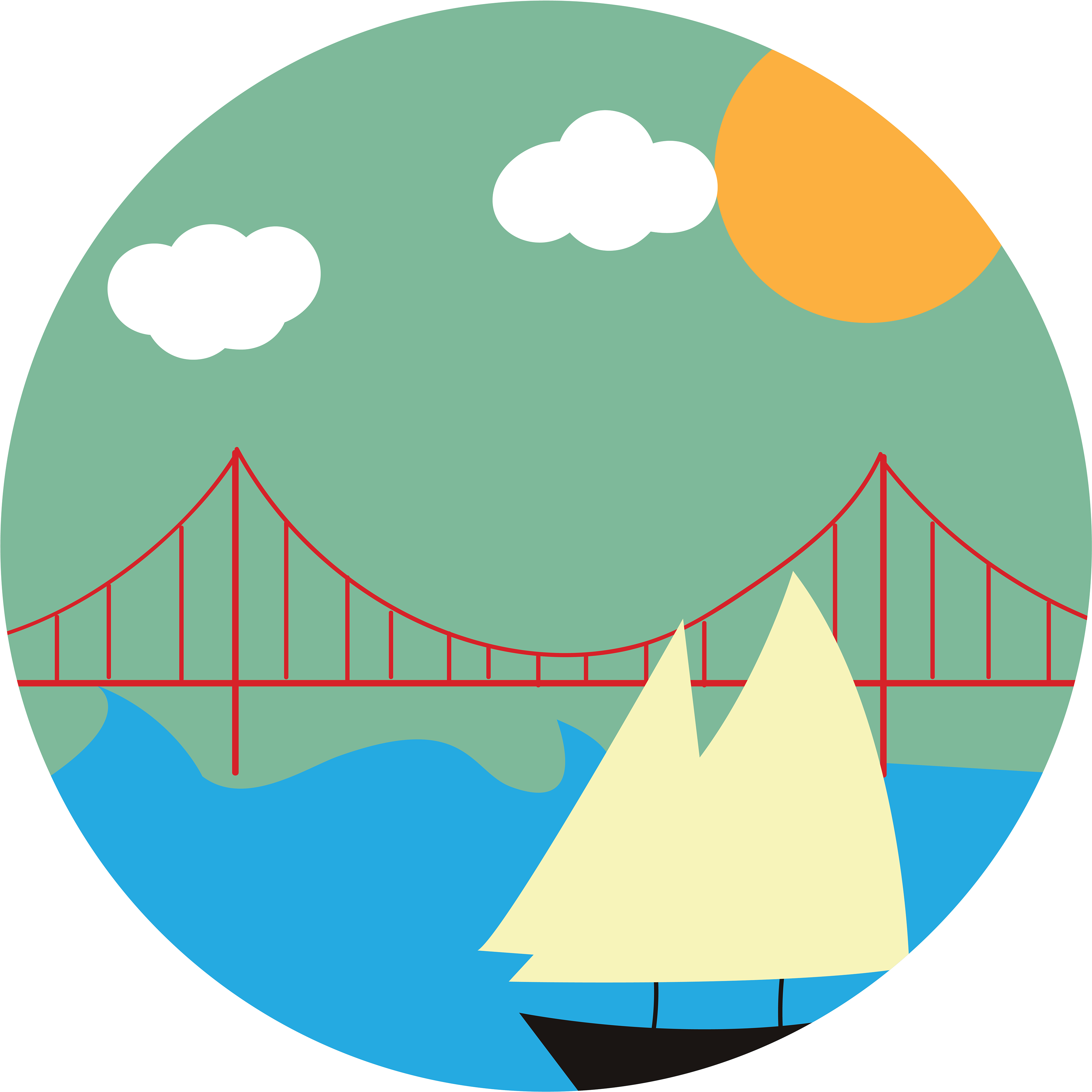San Fran Sailboat Sticker Clipart (3840x3741), Png Download