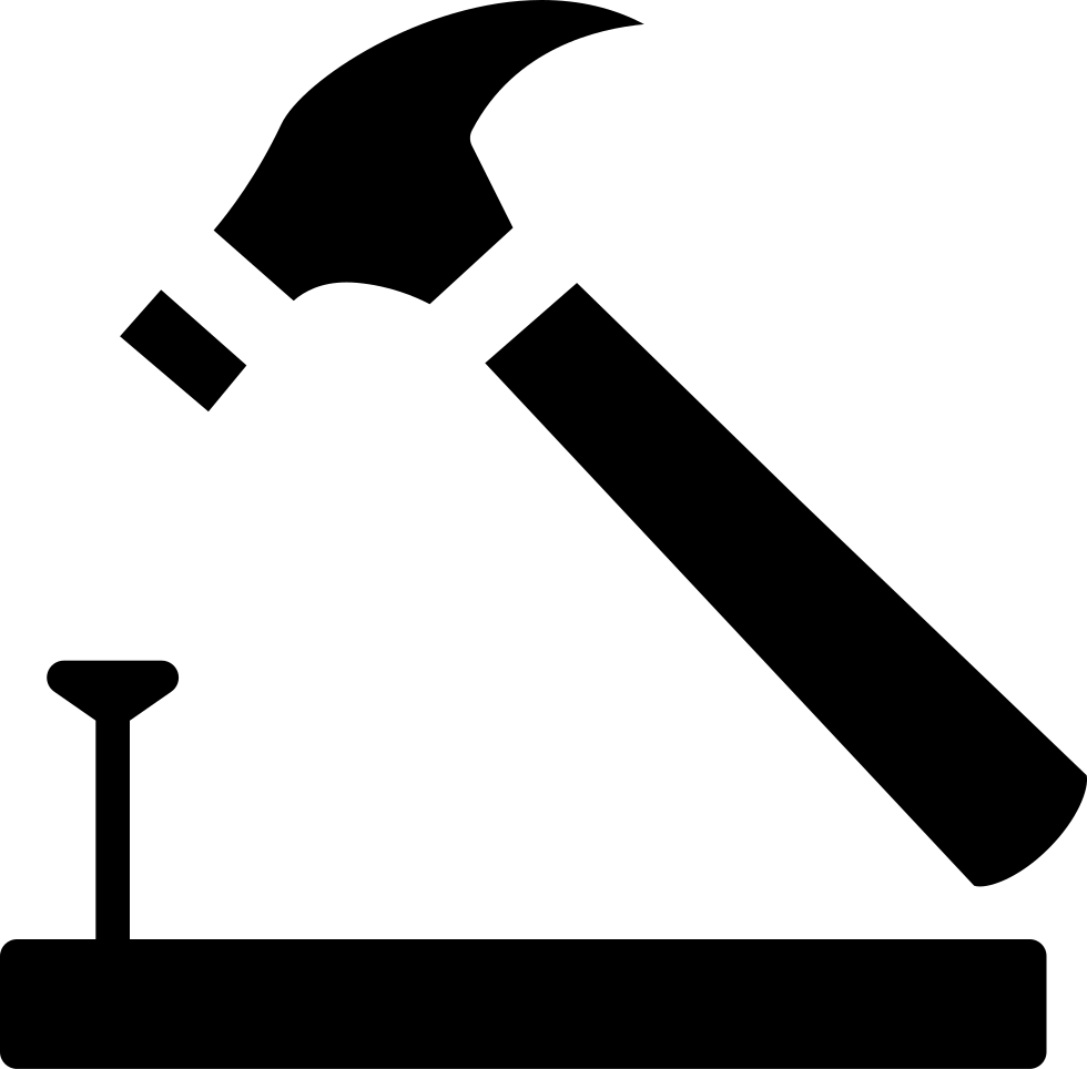 Hammer And Nail On Wood Outline Comments Clipart (980x964), Png Download