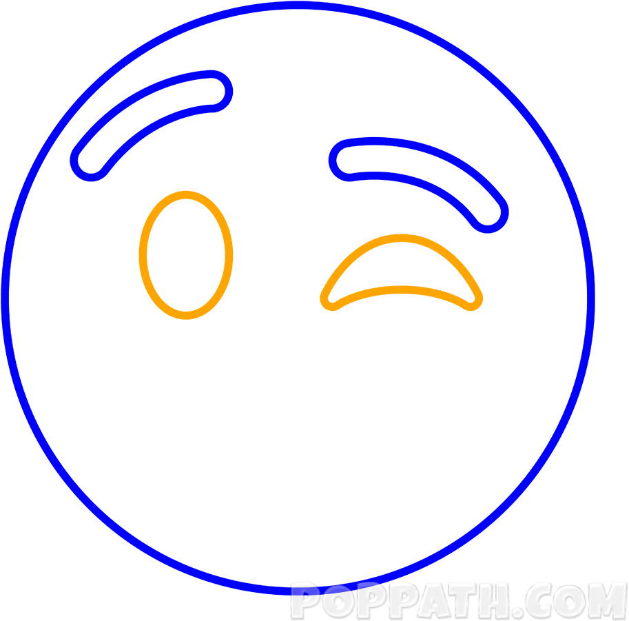 Draw A Small Oval For The Open Eye And A Curve For Clipart (1000x1000), Png Download